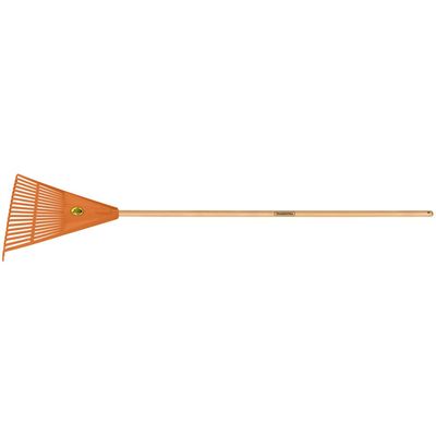 Vassoura com 18 Dentes Tramontina em Polipropileno Laranja com Cabo de Madeira 120 cm