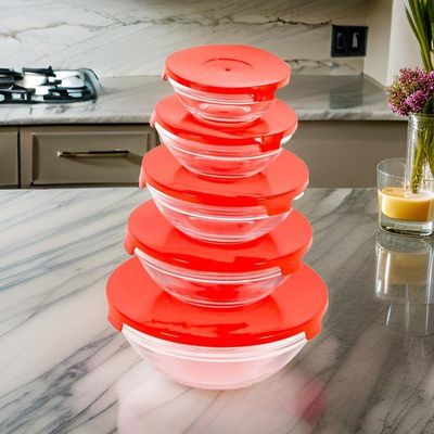 Conjunto 5 Potes De Vidro Hermetico Com Tampa Para Guardar Comida