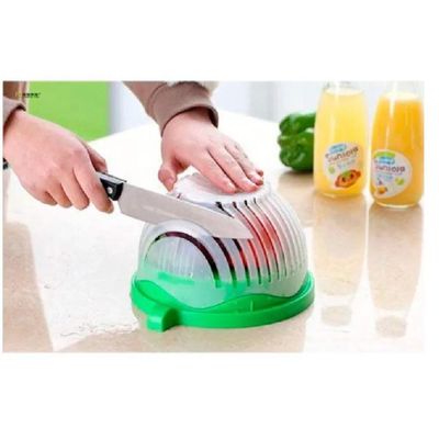 Tigela Secador Cortador Salada Frutas Legumes 2 Em 1 Pote Escorredor Bowl Corta Facil