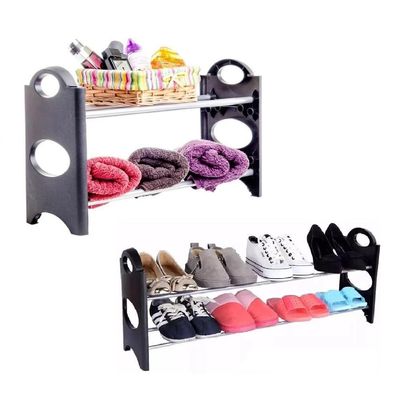 Sapateira 12 Pares Grande Ampliavel Empilhavel Estante Desmontavel 4 Prateleiras Em Aluminio