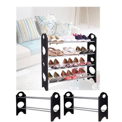 Sapateira 12 Pares Grande Ampliavel Empilhavel Estante Desmontavel 4 Prateleiras Em Aluminio