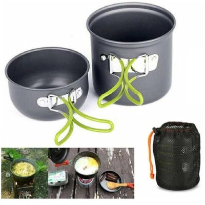 Kit Panelas Camping Aluminio Kit Cozinha Acampamento Outdoor Panela Viagem Praia Pesca Com Bolsa