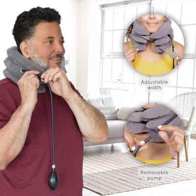 Suporte Pescoco Colar Cervical Almofada Inflavel Viagem Travesseiro Protetor Alivio Ortopedico Dor