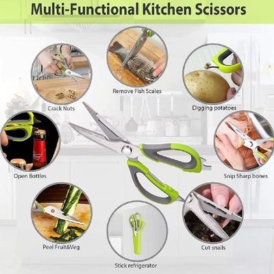 Tesoura Culinaria Profissional Multifuncoes 6 Em 1 Faca Descasca Corta Quebra Nozes Abre Garrafa Em