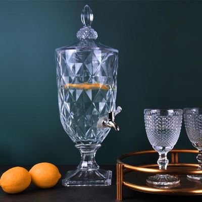 Suqueira Cristal 3 Litros Dispenser Vidro Bebidas Grande Agua Casamento Festa