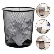 Lixeira Escritorio Cesto Redondo Metal Aramado Grande 12 Litros Telado Casa Quarto Multiuso Preto