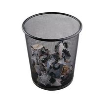Lixeira Escritorio Cesto Redondo Metal Aramado Grande 12 Litros Telado Casa Quarto Multiuso Preto