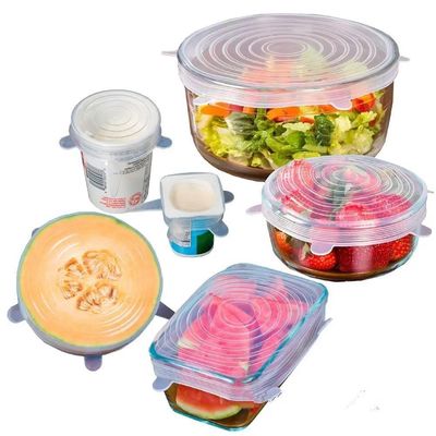 Kit 6 Tampas Ajustaveis Silicone Flexivel Potes Panelas Kit Jogo Latas Tampa Redonda Quadrada