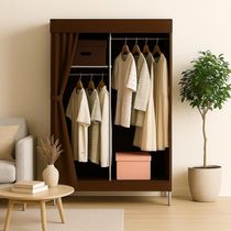 Guarda Roupa Armário Portátil Prateleiras Organizador Arara