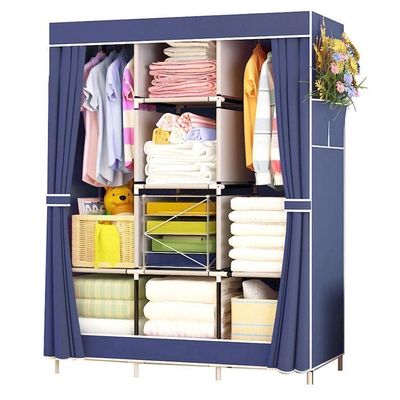 Guarda Roupa Armário Portátil Prateleiras Organizador Brinquedos Arara Cabideiro Sapatos Azul