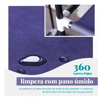 Guarda Roupa Armário Portátil Prateleiras Organizador Brinquedos Arara Cabideiro Sapatos Azul