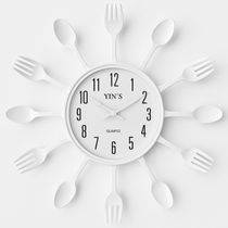 Relogio Parede Cozinha Talheres Estilo Retro Decorativo Branco Moderno Colher Garfo Elegante
