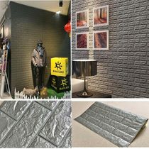 Placa Tijolinho Parede Papel Painel 3d Tijolo Cinza Auto Adesivo 77x70cm Revestimento Espuma