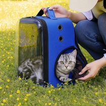 Bolsa Mochila Pet Visor Transparente Estilo Astronauta Cão Gato Viagem Ventilada Portátil Azul