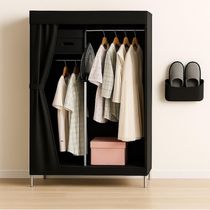 Guarda Roupa Portatil Cabideiro Prateleira Mini Sapateira Organizador Caixas Camping Armario Preto