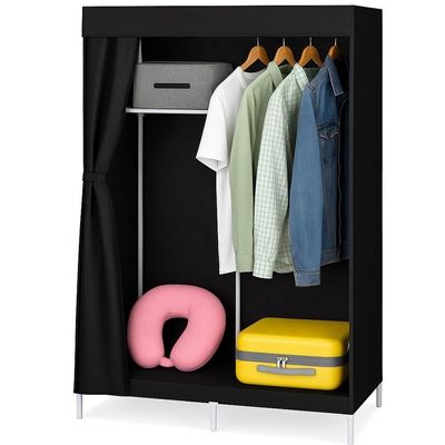 Guarda Roupa Portatil Cabideiro Prateleira Mini Sapateira Organizador Caixas Camping Armario Preto