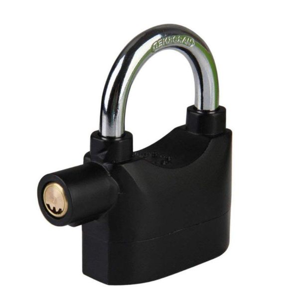 Cadeado Com Alarme Sirene Anti Furto 110dba Som Alto Trava Sonoro Bike Moto Portao A Prova Agua