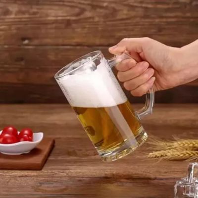 Kit Caneca Chopp Campainha Chama Sino Vidro Premium Copo Vidro Cerveja 450ml