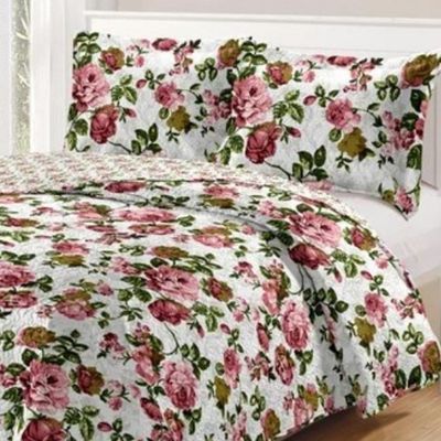 Kit Cobre Leito Colcha Daily Casal 3 Peças Dupla Face Estampado - Floral 48 - 100% Poliéster