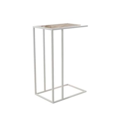 Mesa De Apoio Industrial Elena Industrial Branco Com Tampo De Vidro