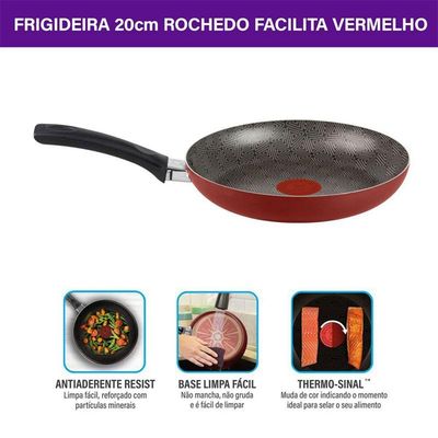 Frigideira Rochedo Facilita 20cm Vermelho