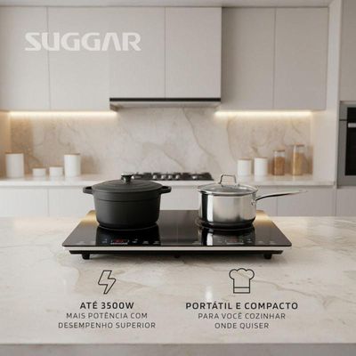 Cooktop Portátil De Indução 2 Zonas Preto 110V