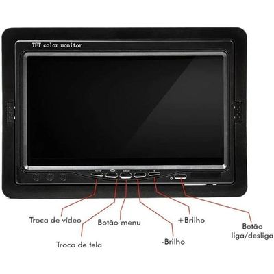 Tela Monitor Tft Veicular Lcd 7 Polegadas Digital Com Controle
