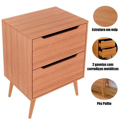 Gabinete Para Banheiro 60 Cm 2 Gavetas Robin Amêndoa