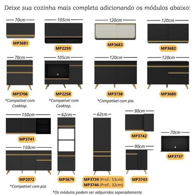 Kit 6 Pés Palito Retrô Para Balcão De Cozinha 150cm Veneza Multimóveis Mp3084 Preto