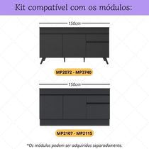 Kit 6 Pés Palito Retrô Para Balcão De Cozinha 150cm Veneza Multimóveis Mp3084 Preto