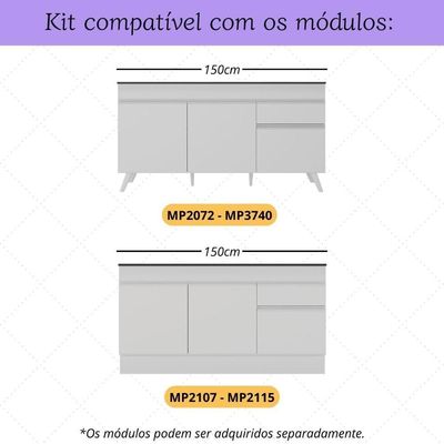 Kit 6 Pés Palito Retrô Para Balcão De Cozinha 150cm Veneza Multimóveis Mp3084 Branco