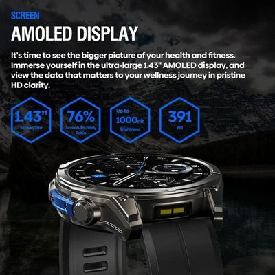 Relógio Inteligente Zeblaze Vibe 8 Amoled Display Lanterna Embutida Preto