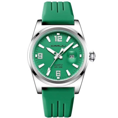 Relógio De Pulso Quartzo Esportivo À Prova Da Água Pulseira Silicone Verde