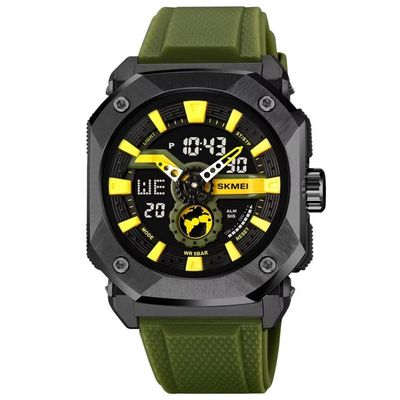 Relógio Esportivo Luz Led Masculino Cronômetro Impermeável Multifuncional Verde