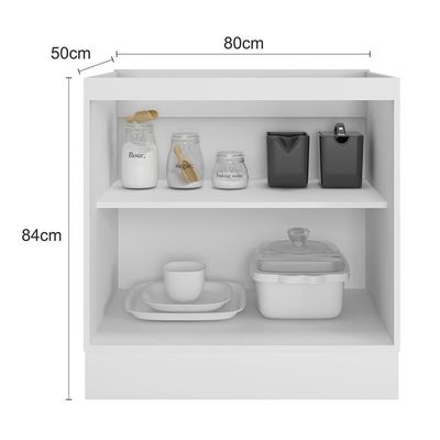 Balcão De Cozinha Unna 2 Portas 80cm Branco Sem Tampo - Poliman Móveis Branco