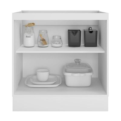 Balcão De Cozinha Unna 2 Portas 80cm Branco Sem Tampo - Poliman Móveis Branco