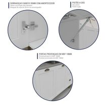 Balcão Cozinha Americana Para Pia 120cm 2 Portas 3 Gavetas Sem Tampo Multimóveis Cr20486 Branco