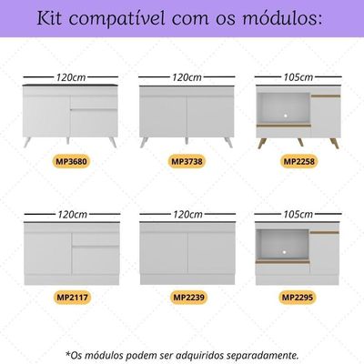 Kit 5 Pés Palito Retrô Para Balcão 120cm-balcão 105cm Veneza Multimóveis Mp3078 Branco