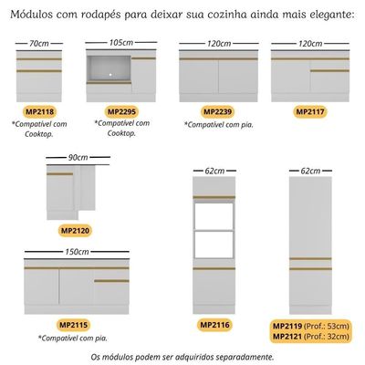 Kit 5 Pés Palito Retrô Para Balcão 120cm-balcão 105cm Veneza Multimóveis Mp3078 Branco