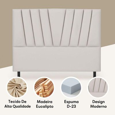 Cabeceira Cama Box Casal 140 Cm Ludmilla Em Corino Com Frame Marrom