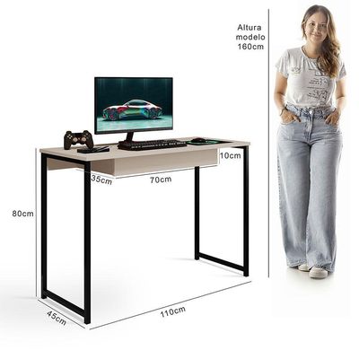 Escrivaninha Com Gaveta Megane 110 X 45 Klm Store Preto Com Off White