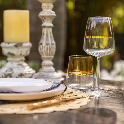 Copo Copa E Cia Duo Filetado Ouro 380ml Em Vidro âmbar