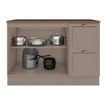 Balcão De Cozinha Unna 2 Portas E 2 Gavetas 120cm Gris Com Tampo Mdp - Poliman Móveis Gris