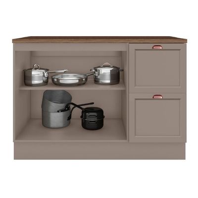 Balcão De Cozinha Unna 2 Portas E 2 Gavetas 120cm Gris Com Tampo Mdp - Poliman Móveis Gris