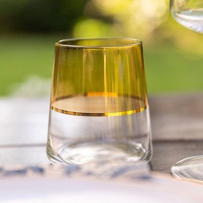 Copo Copa E Cia Duo Filetado Ouro 380ml Em Vidro âmbar