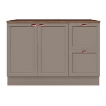 Balcão De Cozinha Unna 2 Portas E 2 Gavetas 120cm Gris Com Tampo Mdp - Poliman Móveis Gris