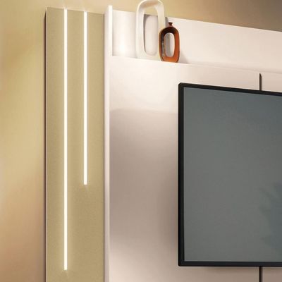 Estante Home Theater Montane Off White-champanhe Para Tv Até 75 - Hb Móveis Off White-champanhe