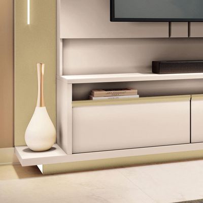 Estante Home Theater Montane Off White-champanhe Para Tv Até 75 - Hb Móveis Off White-champanhe