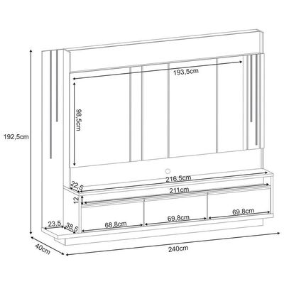 Estante Home Theater Montane Off White-champanhe Para Tv Até 75 - Hb Móveis Off White-champanhe