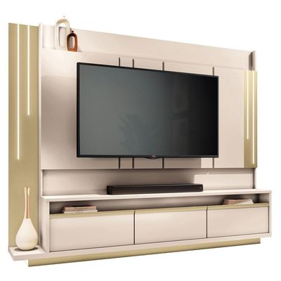Estante Home Theater Montane Off White-champanhe Para Tv Até 75 - Hb Móveis Off White-champanhe